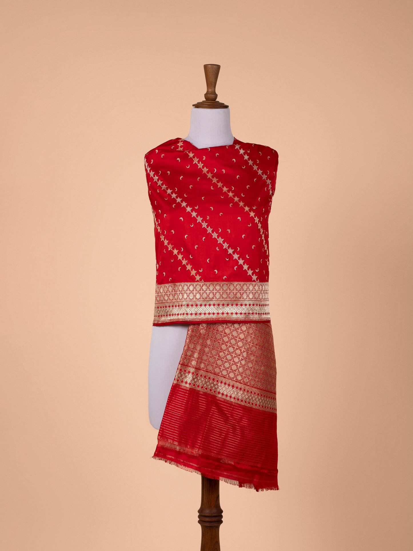 Handwoven Red Silk Dupatta