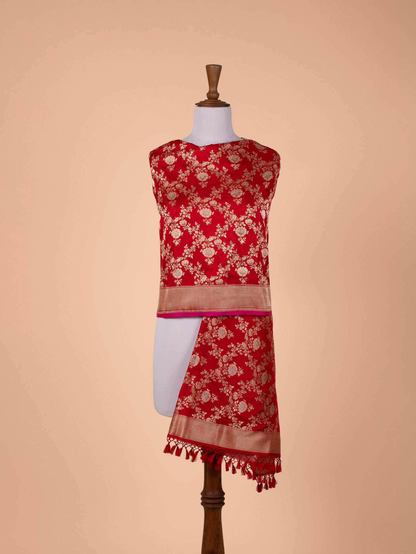 Handwoven Red Silk Dupatta