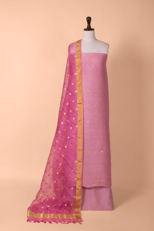 Handwoven Pink Linen Suit Piece