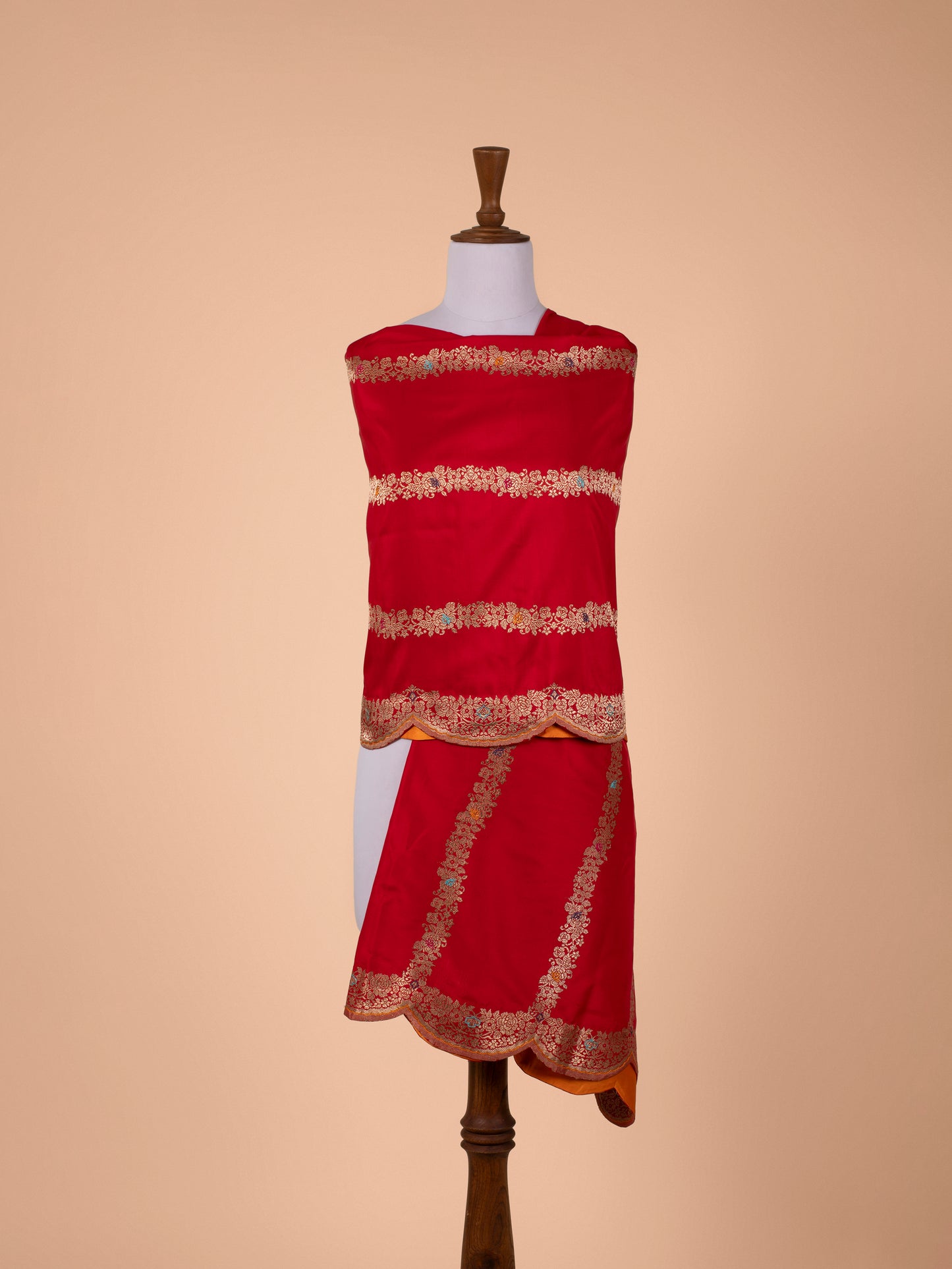 Handwoven Red Silk Dupatta