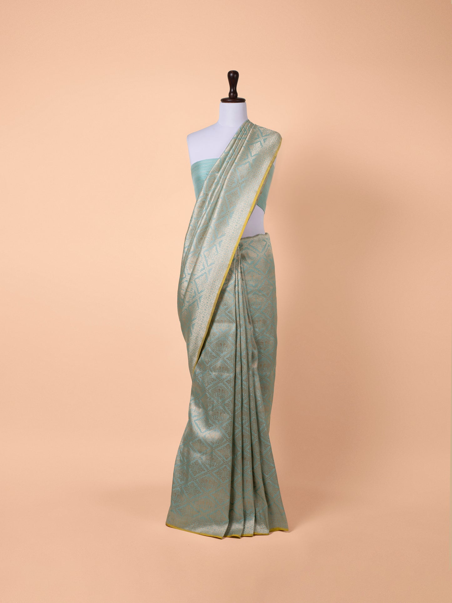 Handwoven Turquoise Blue Silk Saree