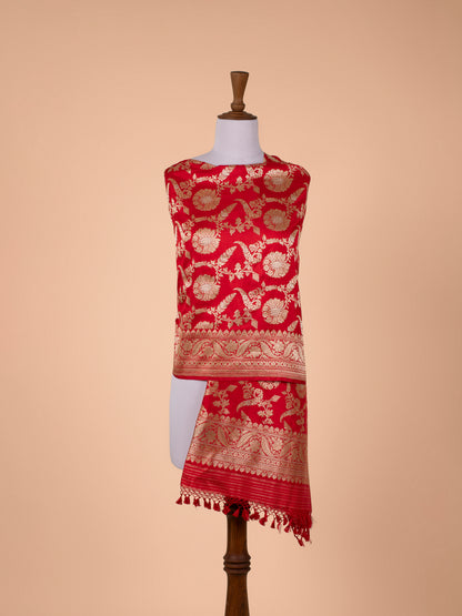 Handwoven Red Silk Dupatta