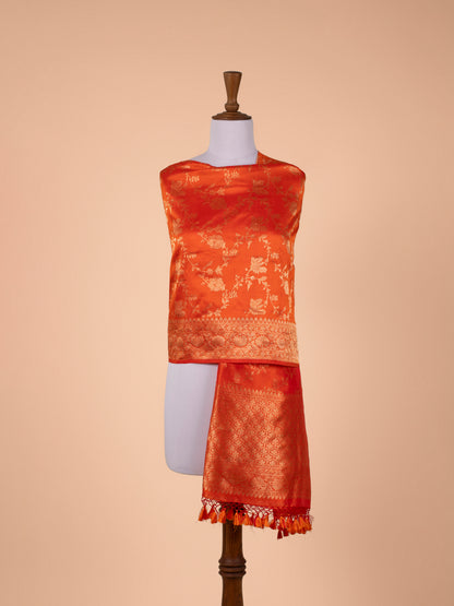 Handwoven Orange Silk Dupatta