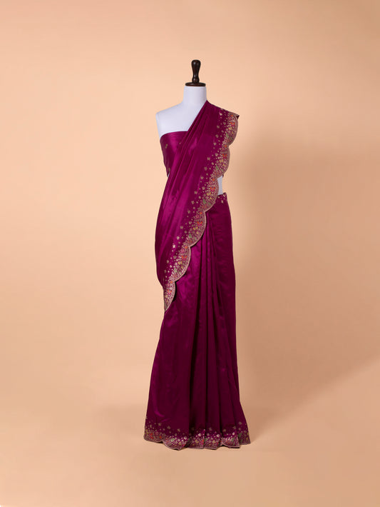 Handwoven Garnet Silk Saree