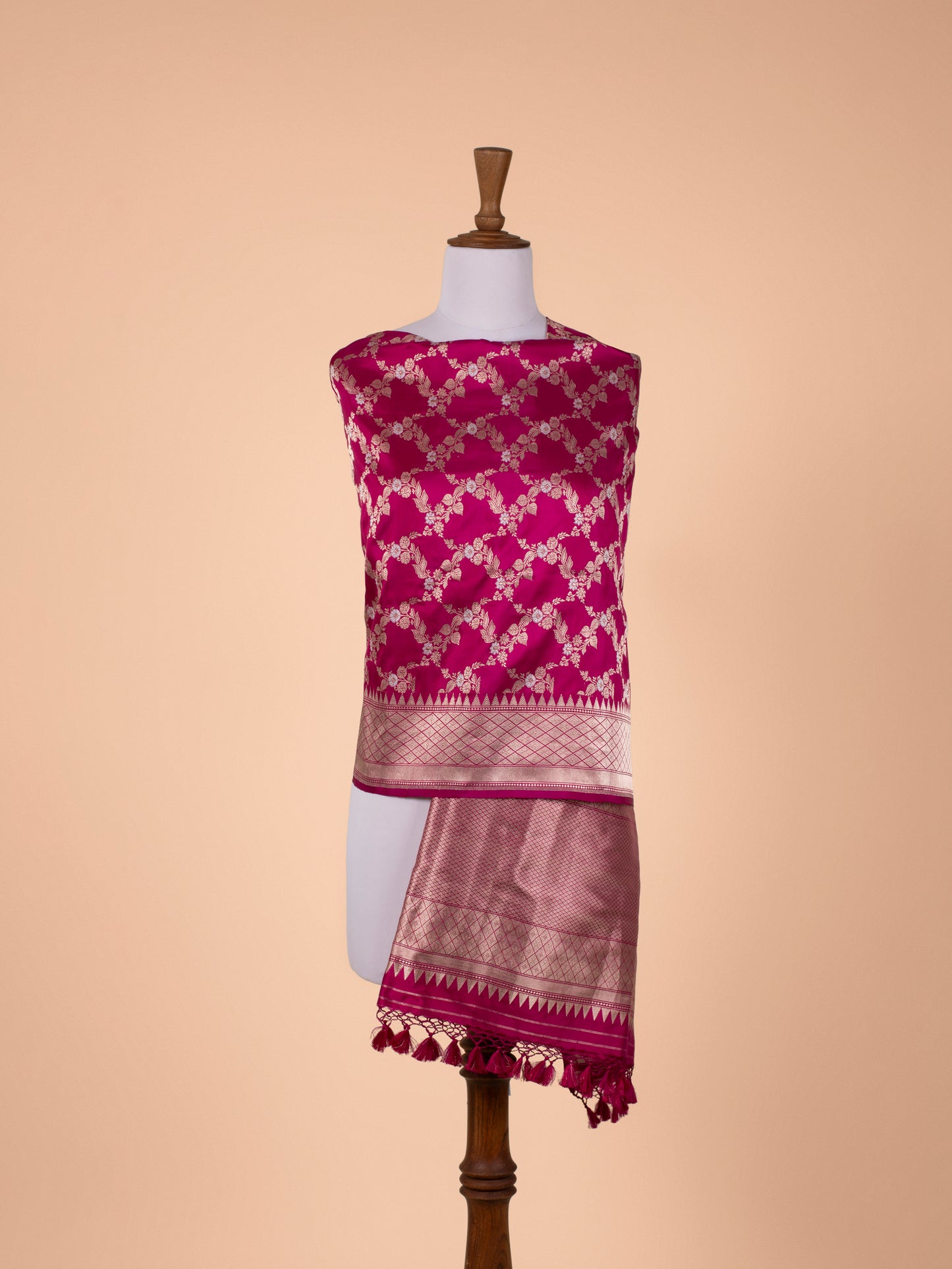 Handwoven Rani Pink Silk Dupatta