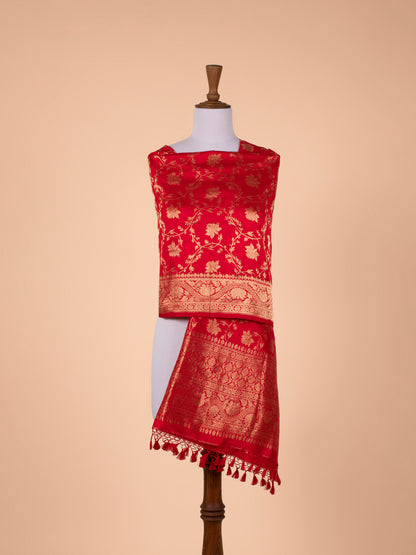 Handwoven Red Silk Dupatta