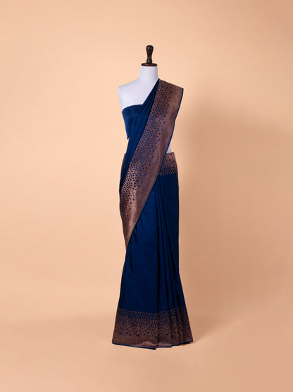 Handwoven Navy Blue Silk Saree