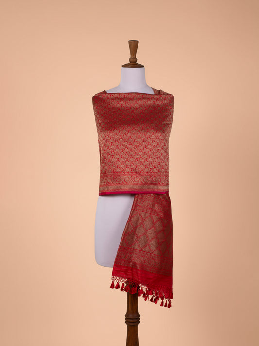 Handwoven Red Silk Dupatta