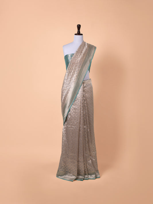 Handwoven Grey Tissue Saree