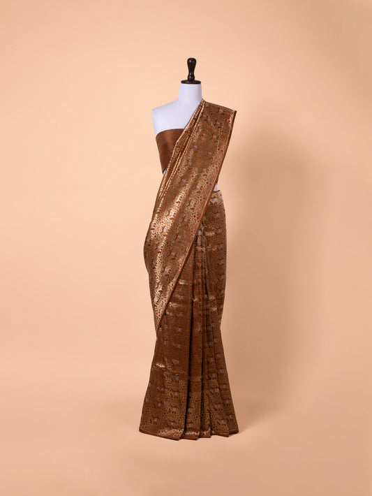 Handwoven Brown Silk Saree