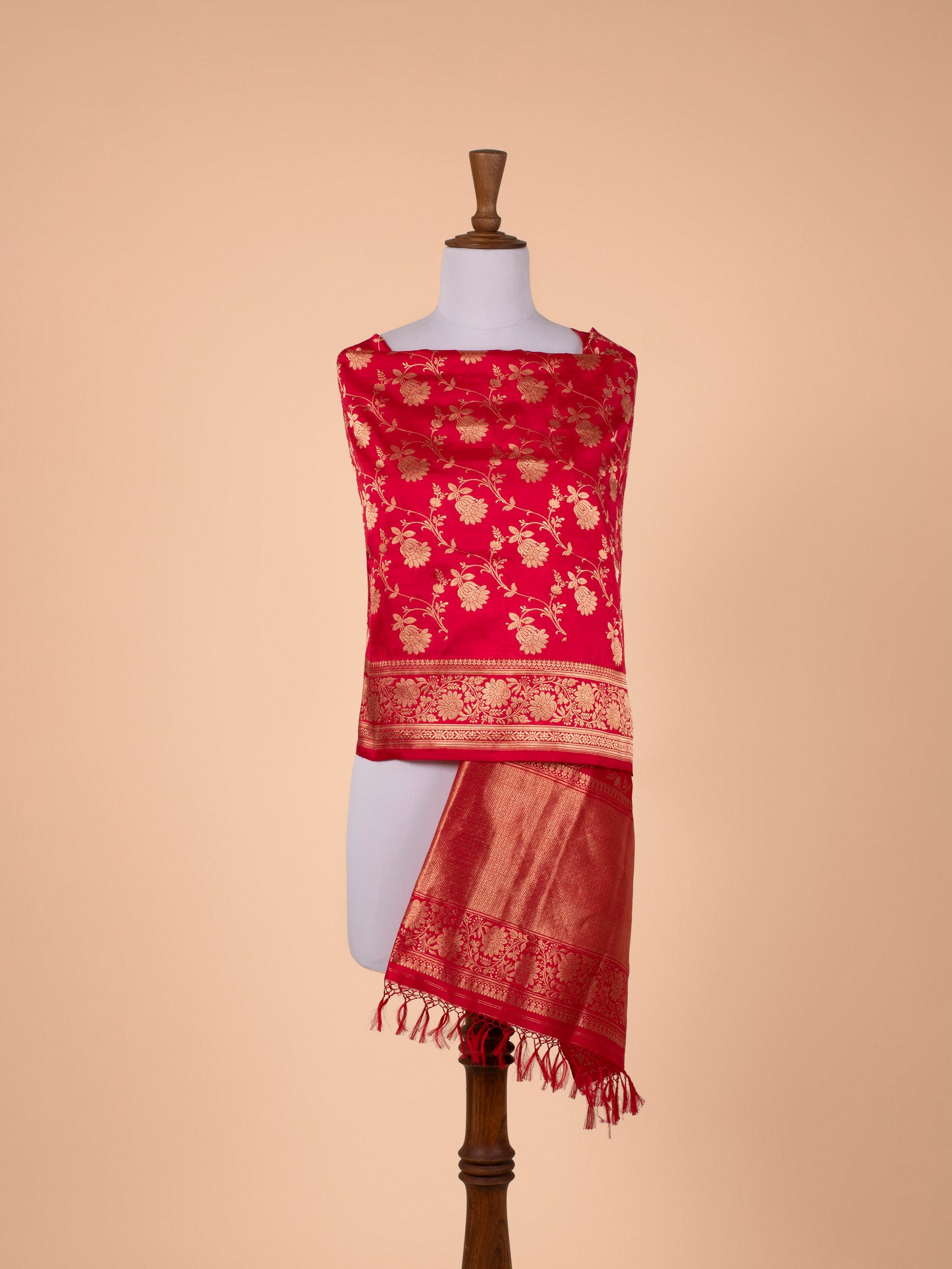 Handwoven Red Silk Dupatta