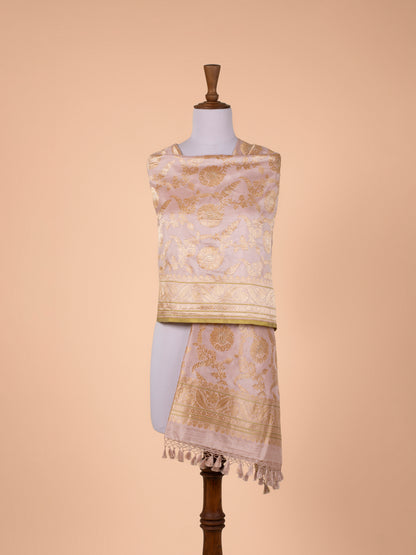 Handwoven Peach Silk Dupatta