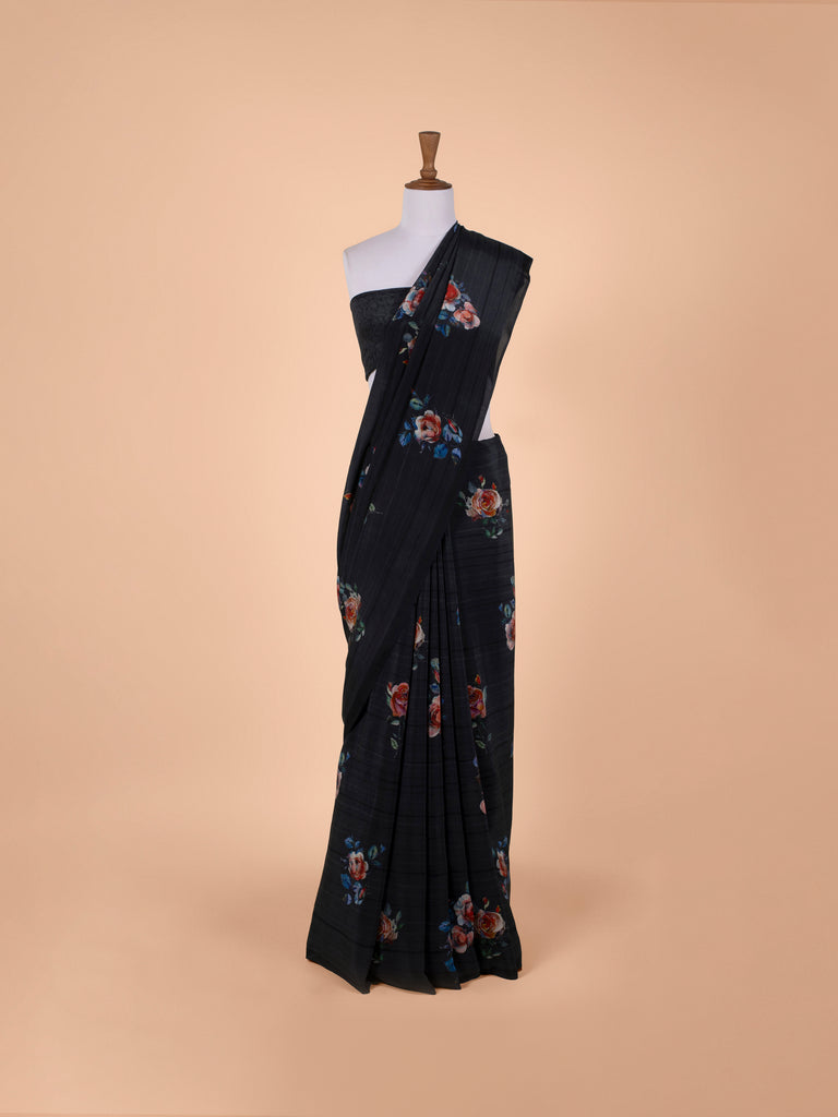 Handwoven Black Crepe Saree