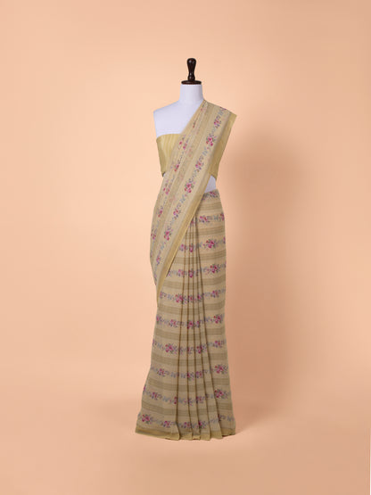 Handwoven Yellow Georgette Saree