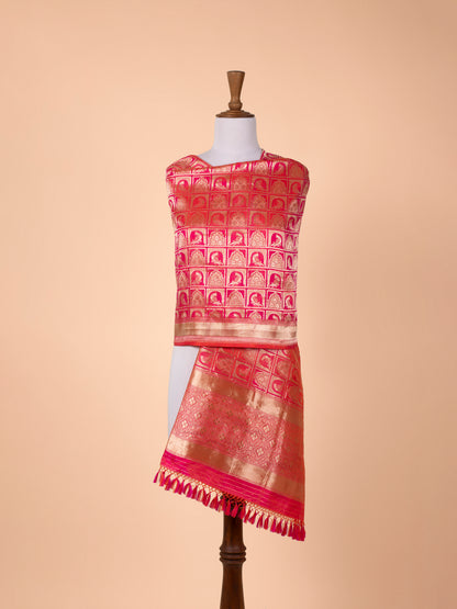 Handwoven Rani Pink Silk Dupatta