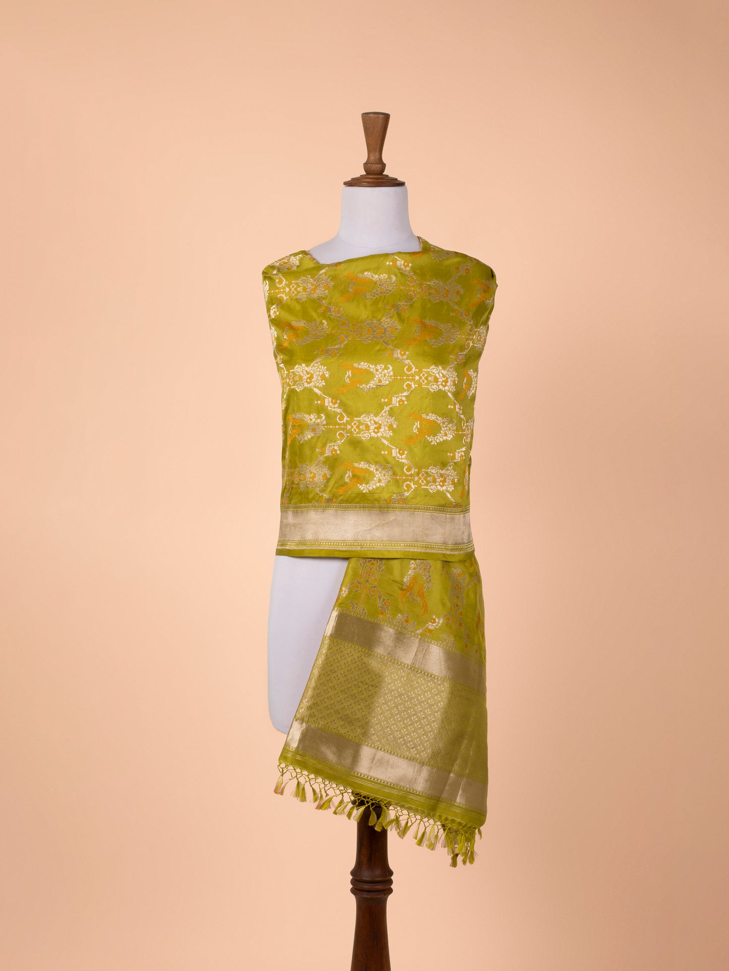 Handwoven Green Silk Dupatta