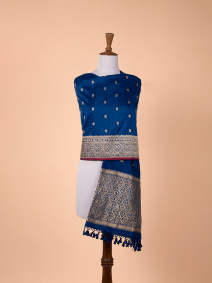 Handwoven Navy Blue Silk Dupatta