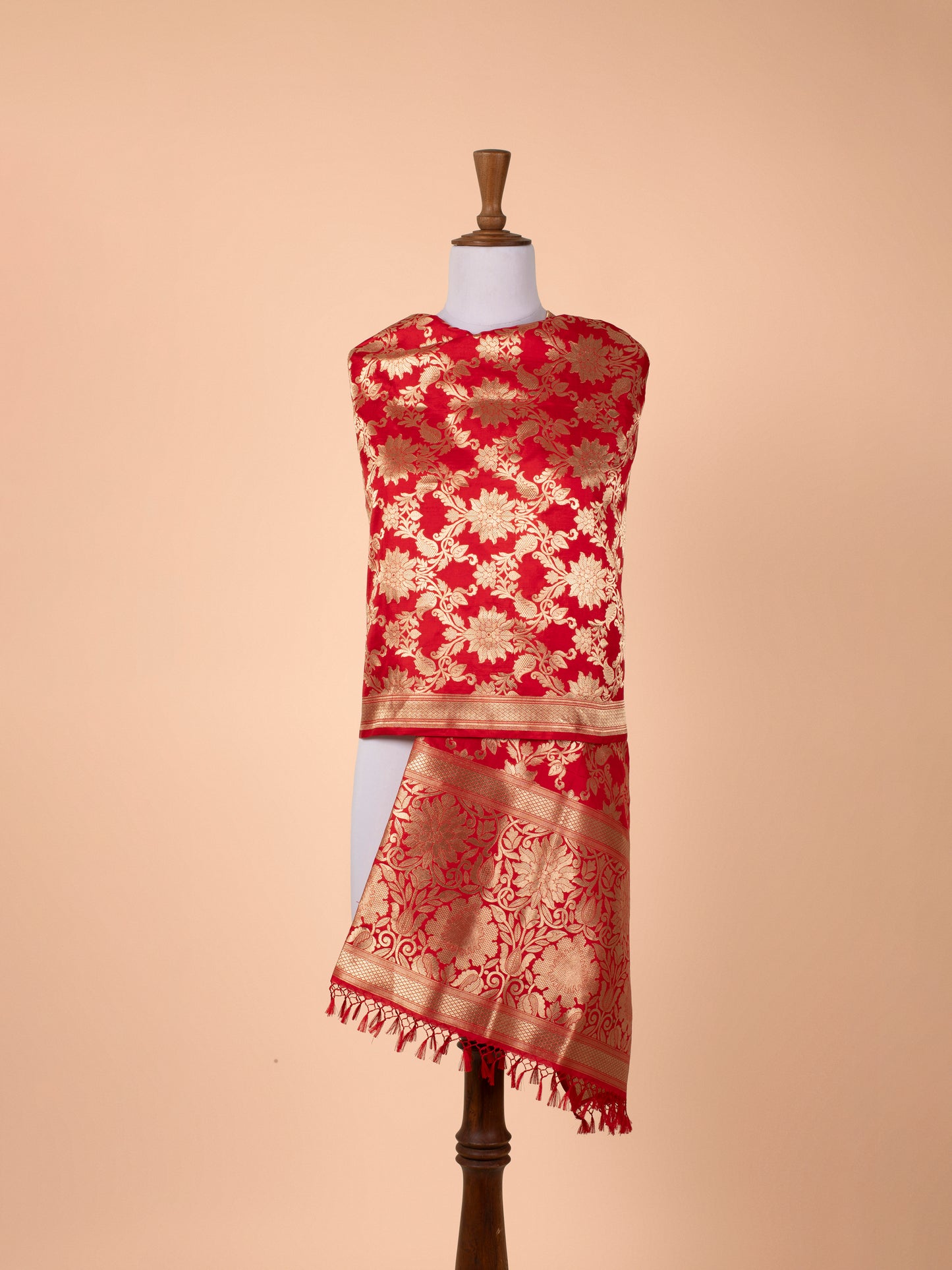 Handwoven Red Silk Dupatta