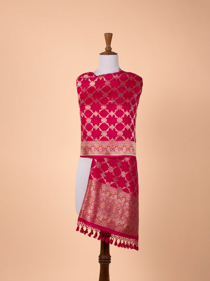 Handwoven Rani Pink Silk Dupatta