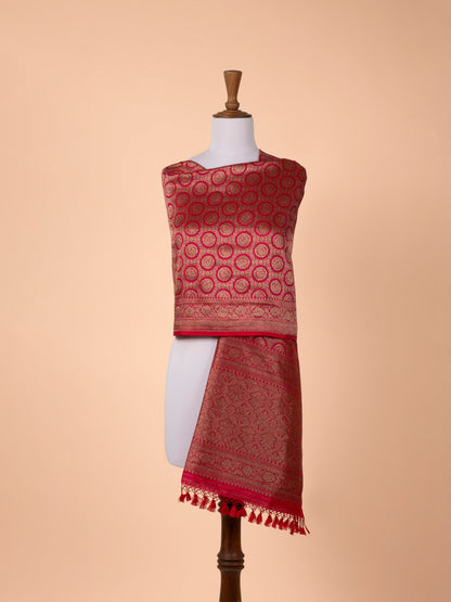 Handwoven Red Silk Dupatta