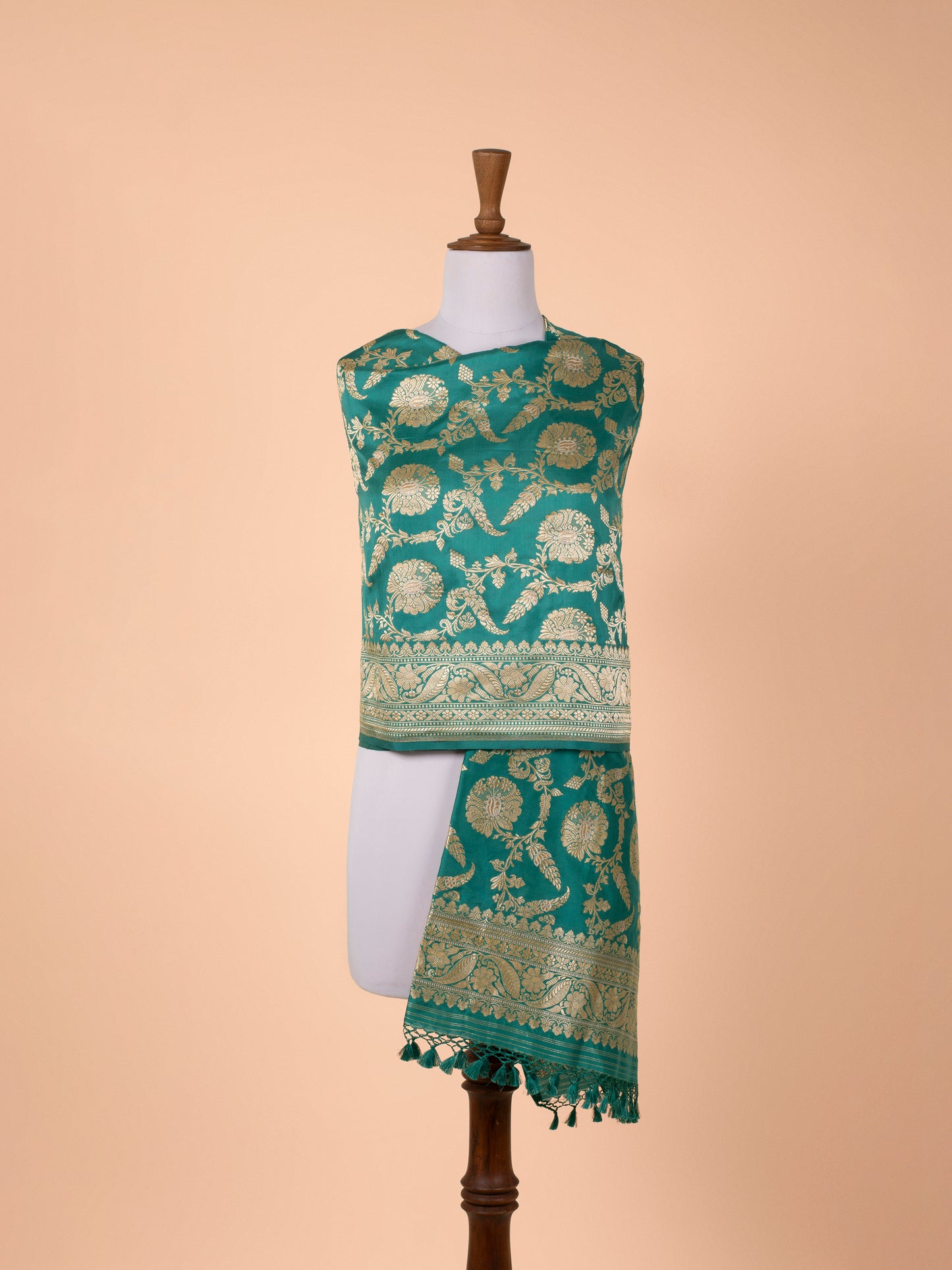 Handwoven Green Silk Dupatta