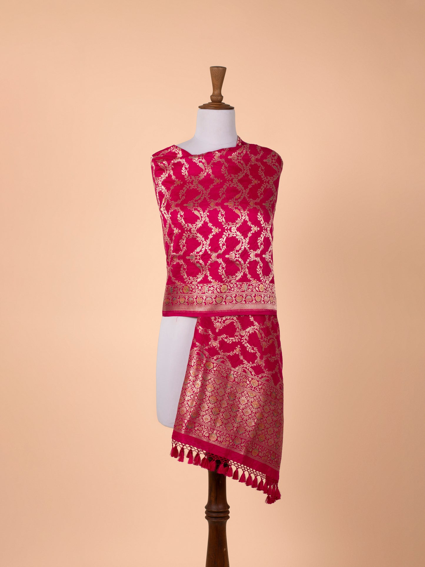 Handwoven Rani Pink Silk Dupatta