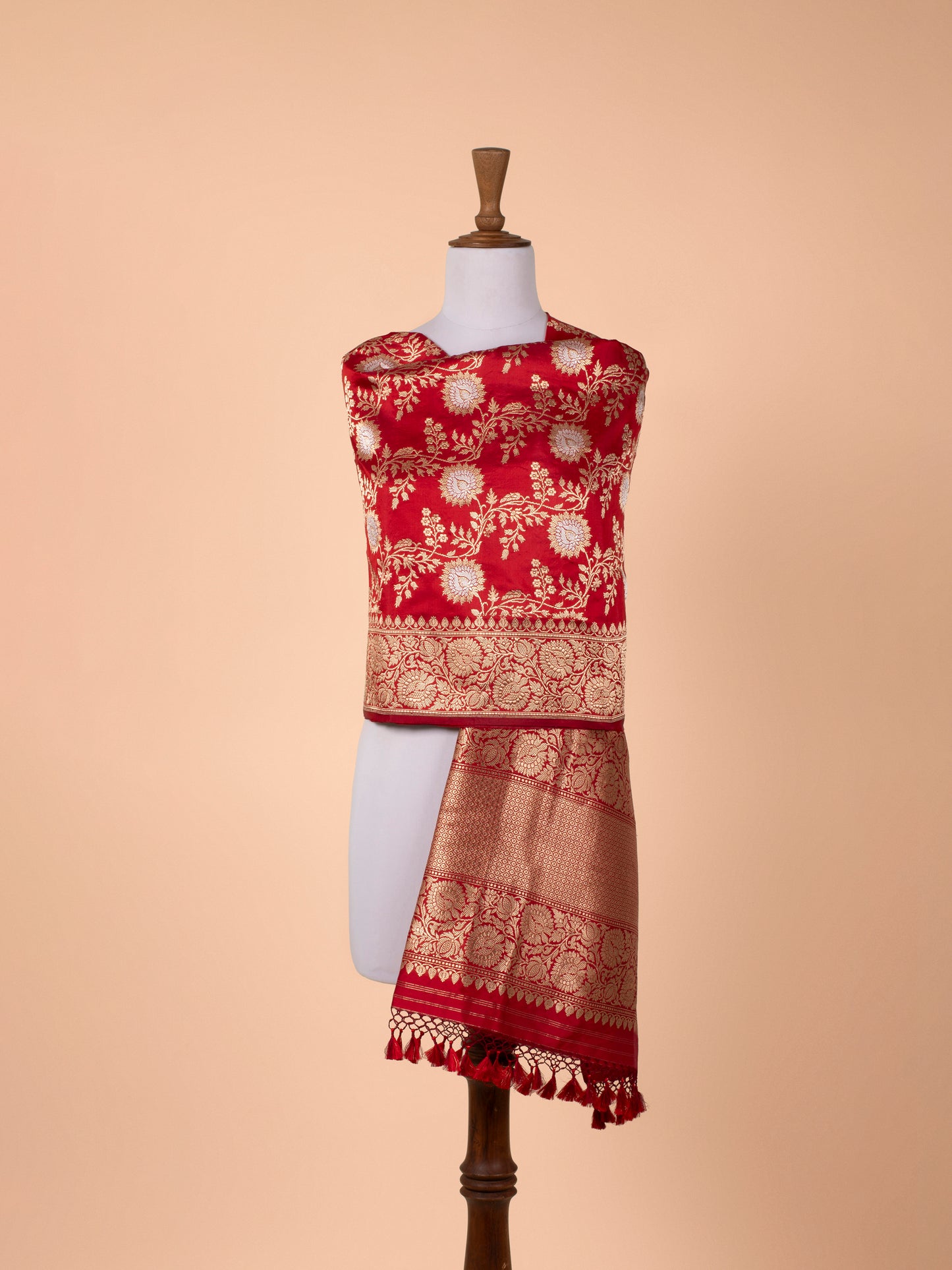 Handwoven Red Silk Dupatta