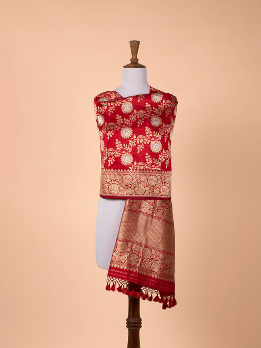 Handwoven Red Silk Dupatta