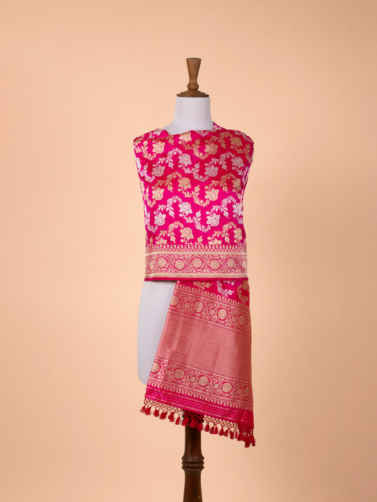 Handwoven Rani Pink Silk Dupatta