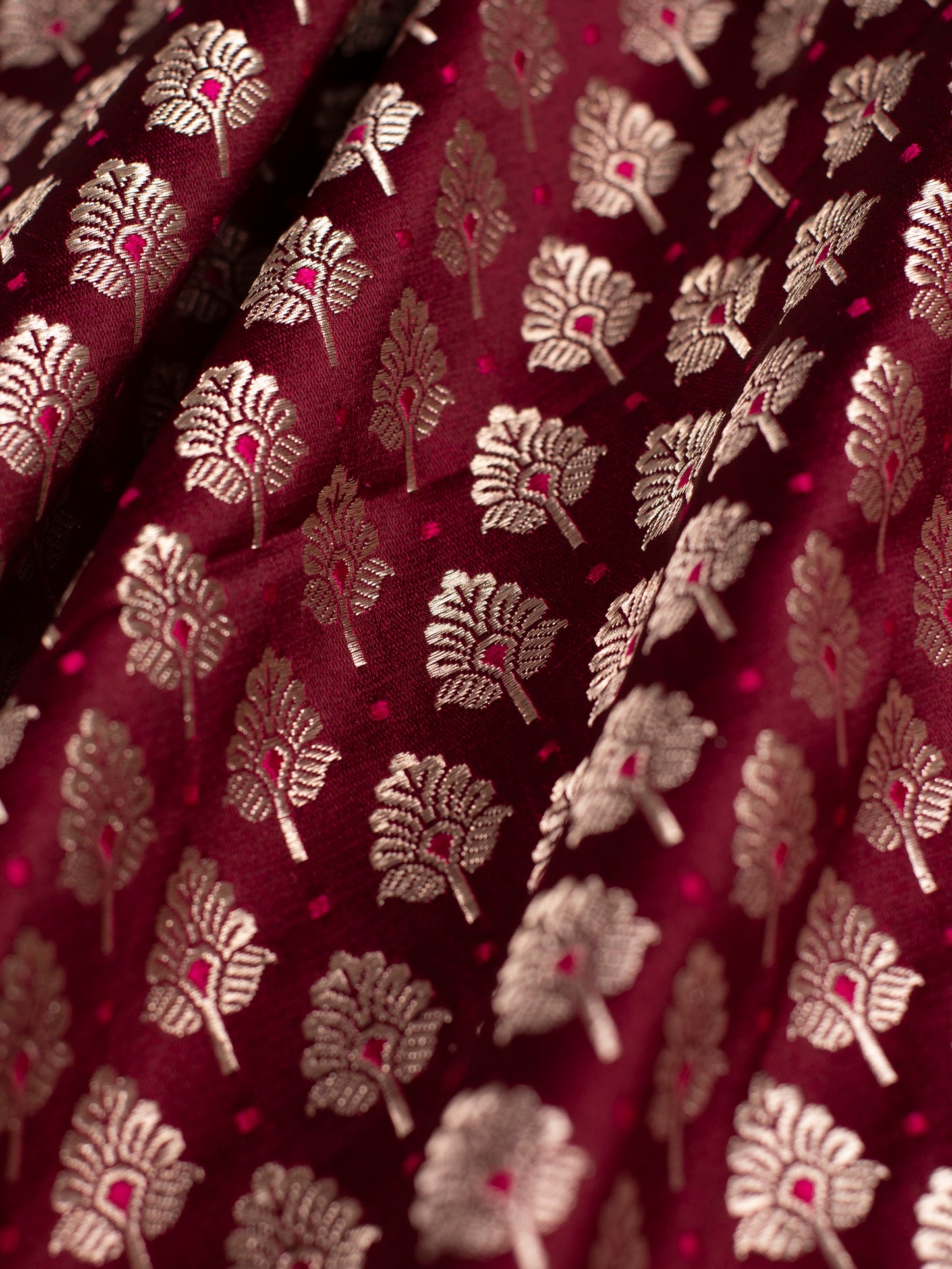 Handwoven Garnet Silk Blouse Fabric