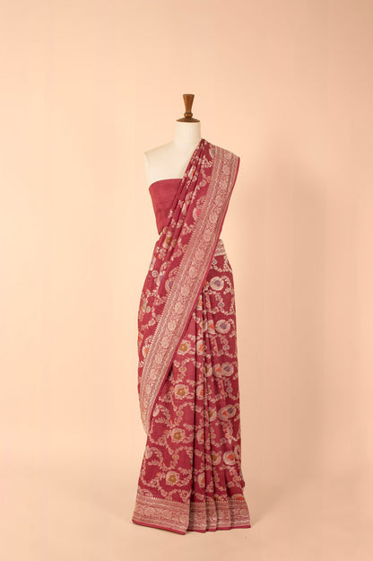 Handwoven Red Tussar Saree