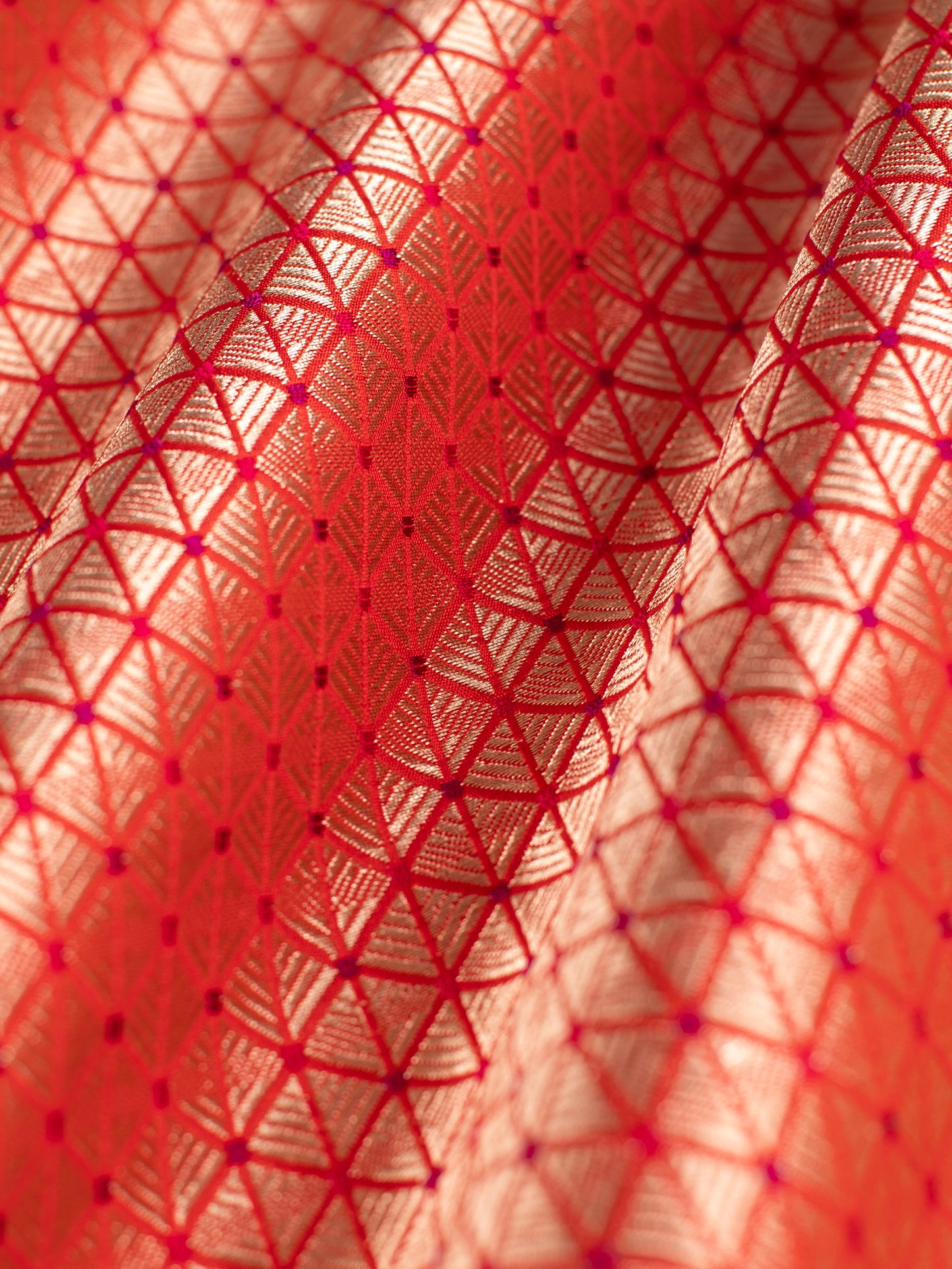 Handwoven Red Silk Blouse Fabric