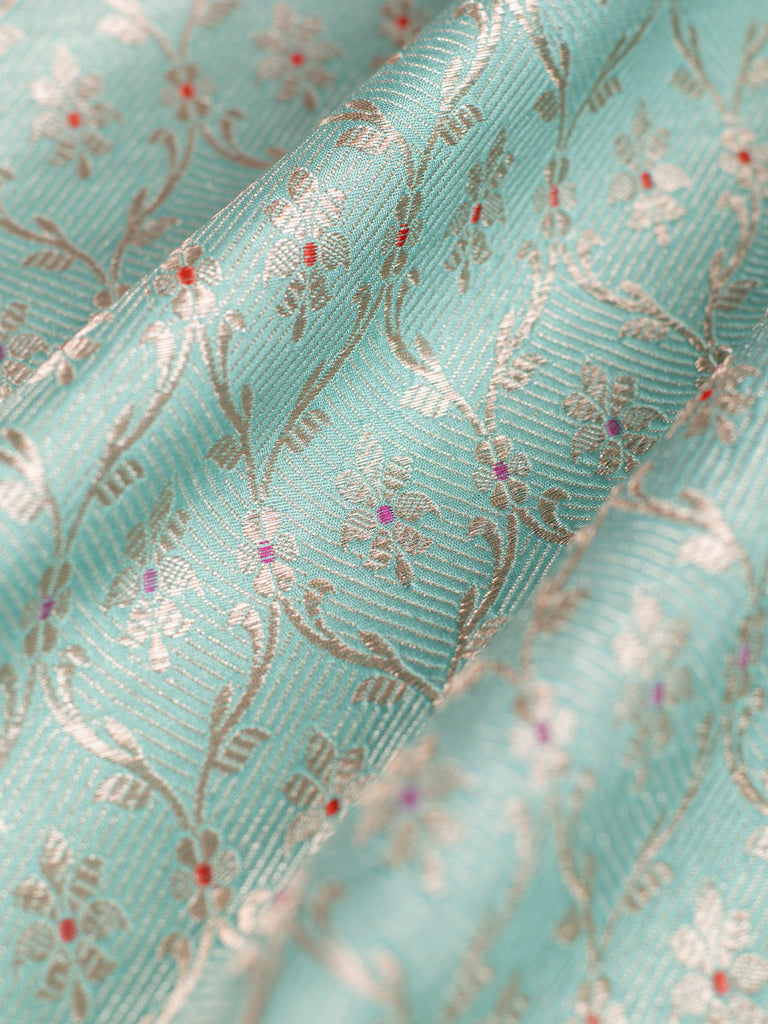 Handwoven Blue Silk Blouse Fabric