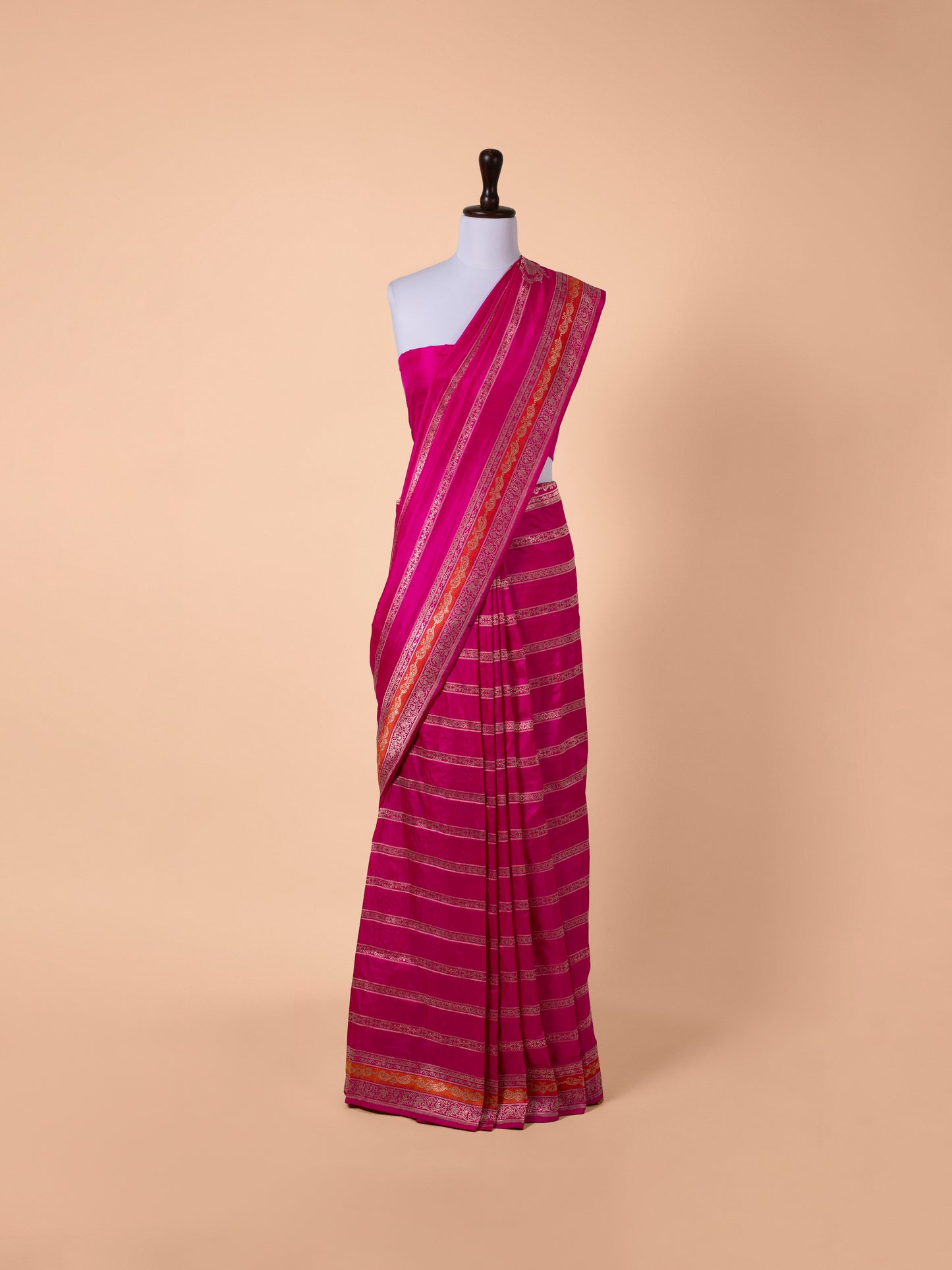 Handwoven Rani Pink Silk Saree