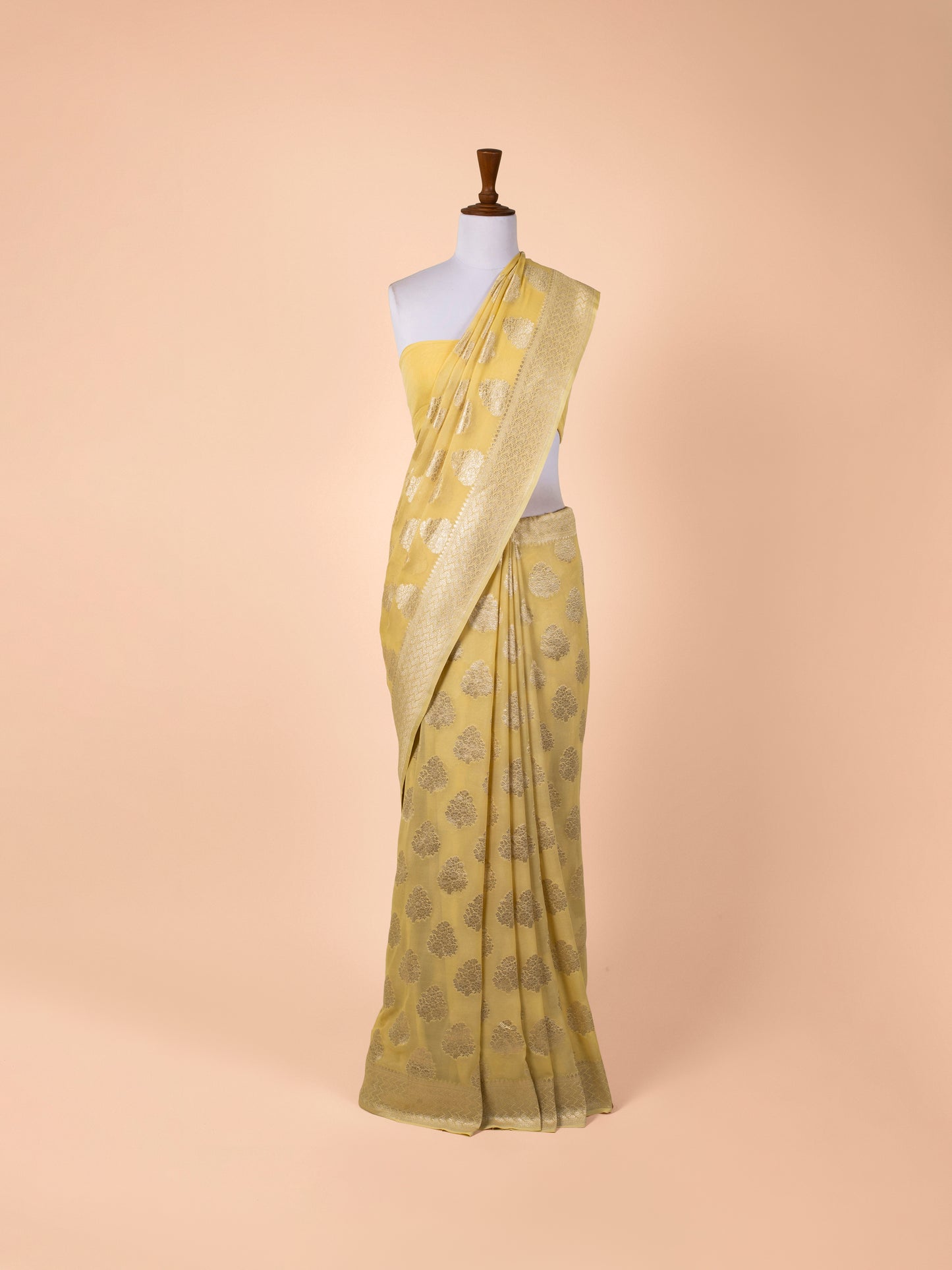 Handwoven Yellow Georgette Saree