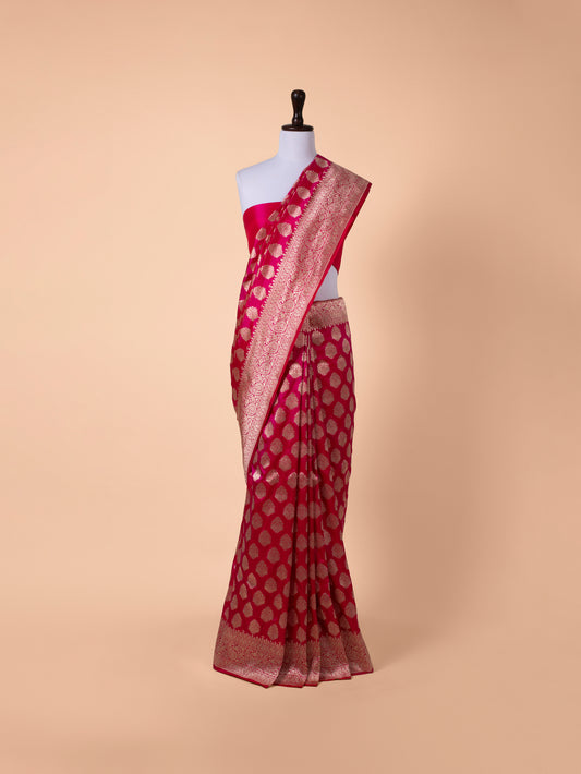 Handwoven Rani Pink Silk Saree