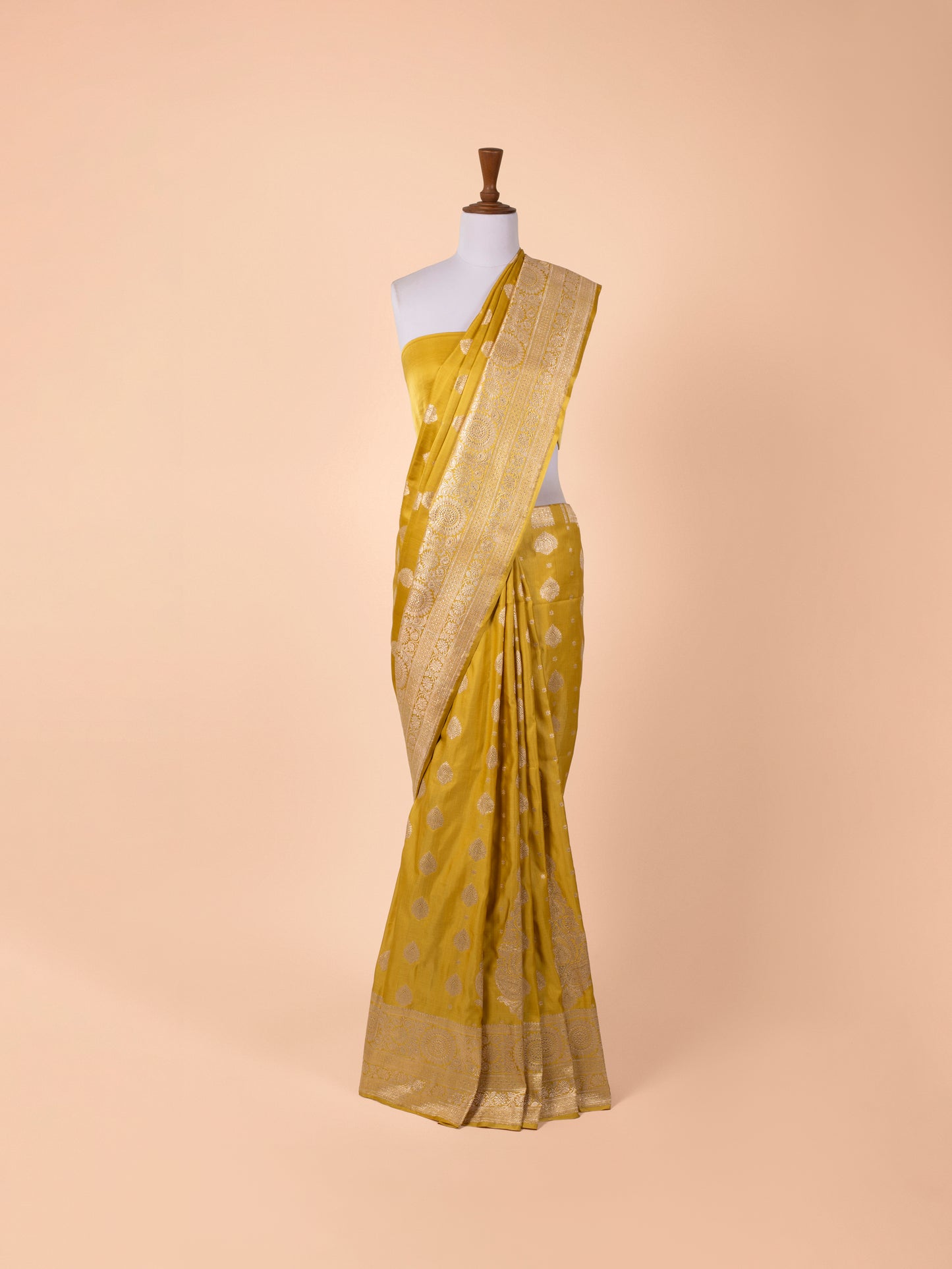 Handwoven Mustard Satin Silk Saree