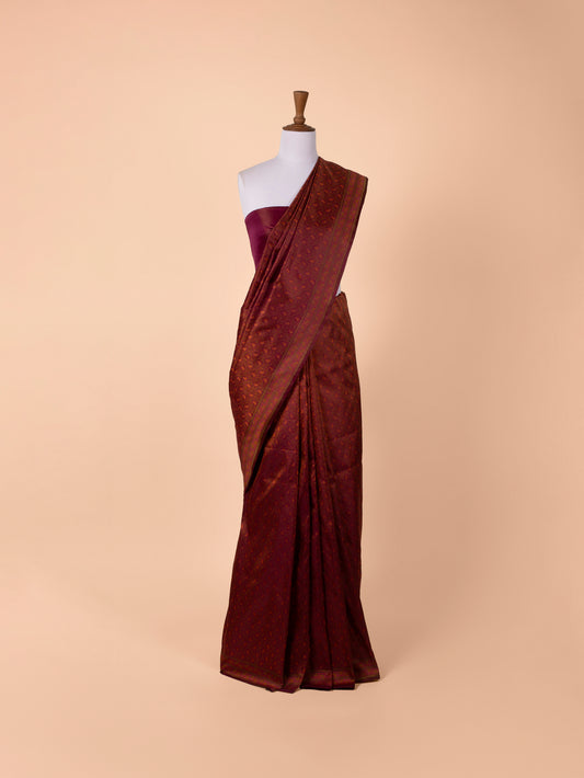 Handwoven Garnet Silk Saree