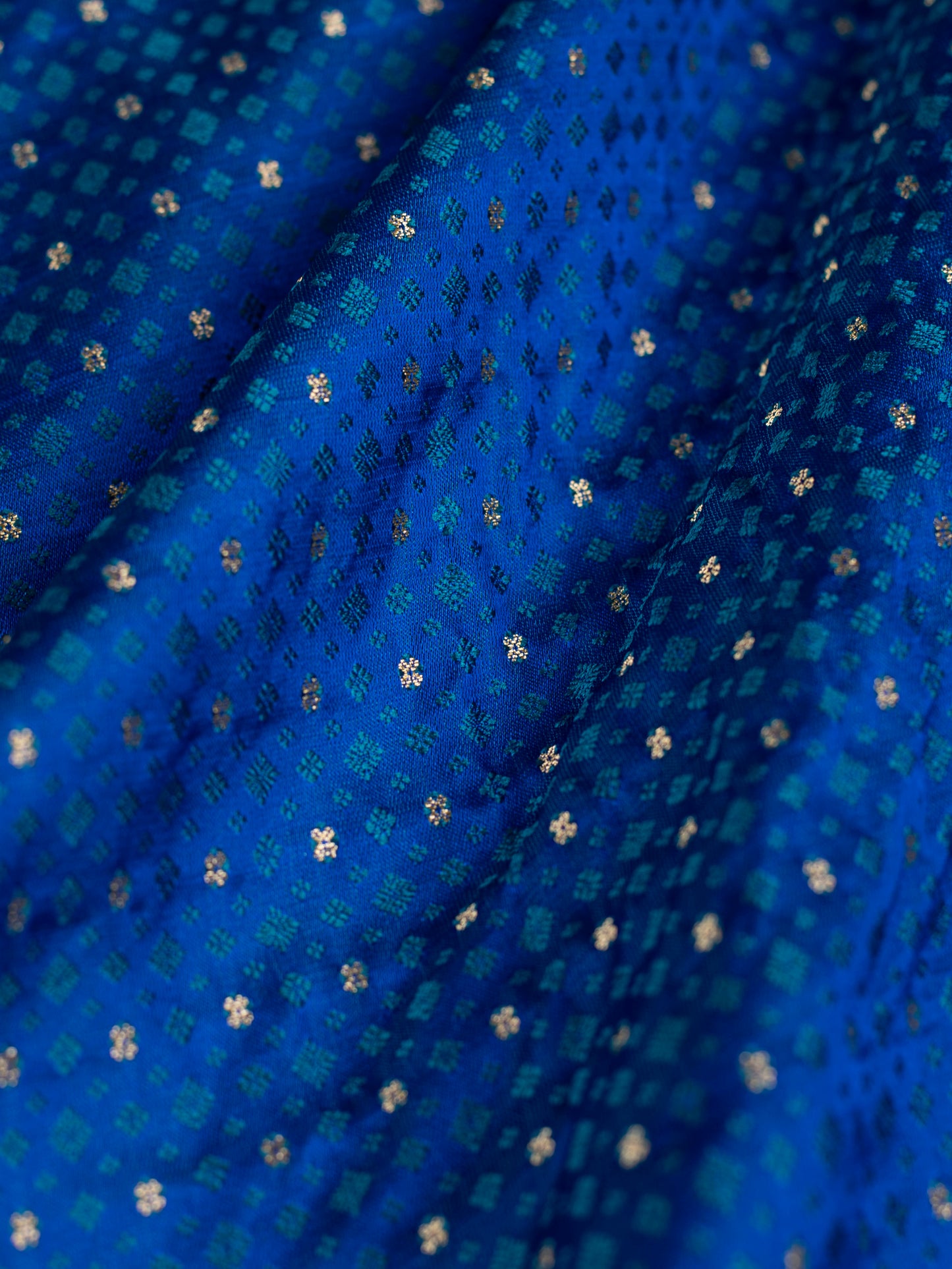 Handwoven Blue Satin Silk Blouse Fabric