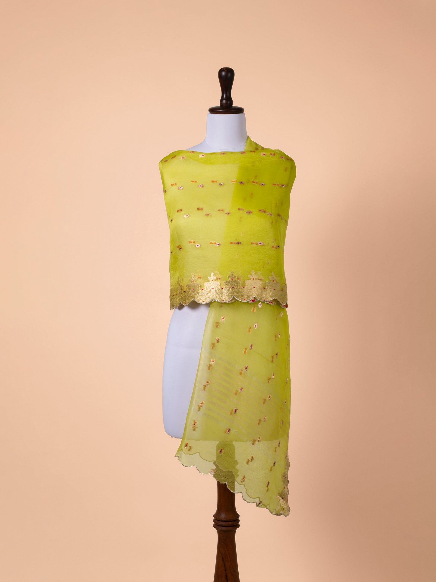 Handwoven Green Organza Dupatta