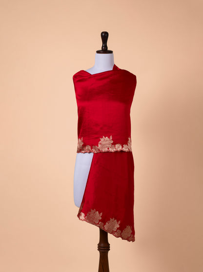 Handwoven Red Silk Dupatta