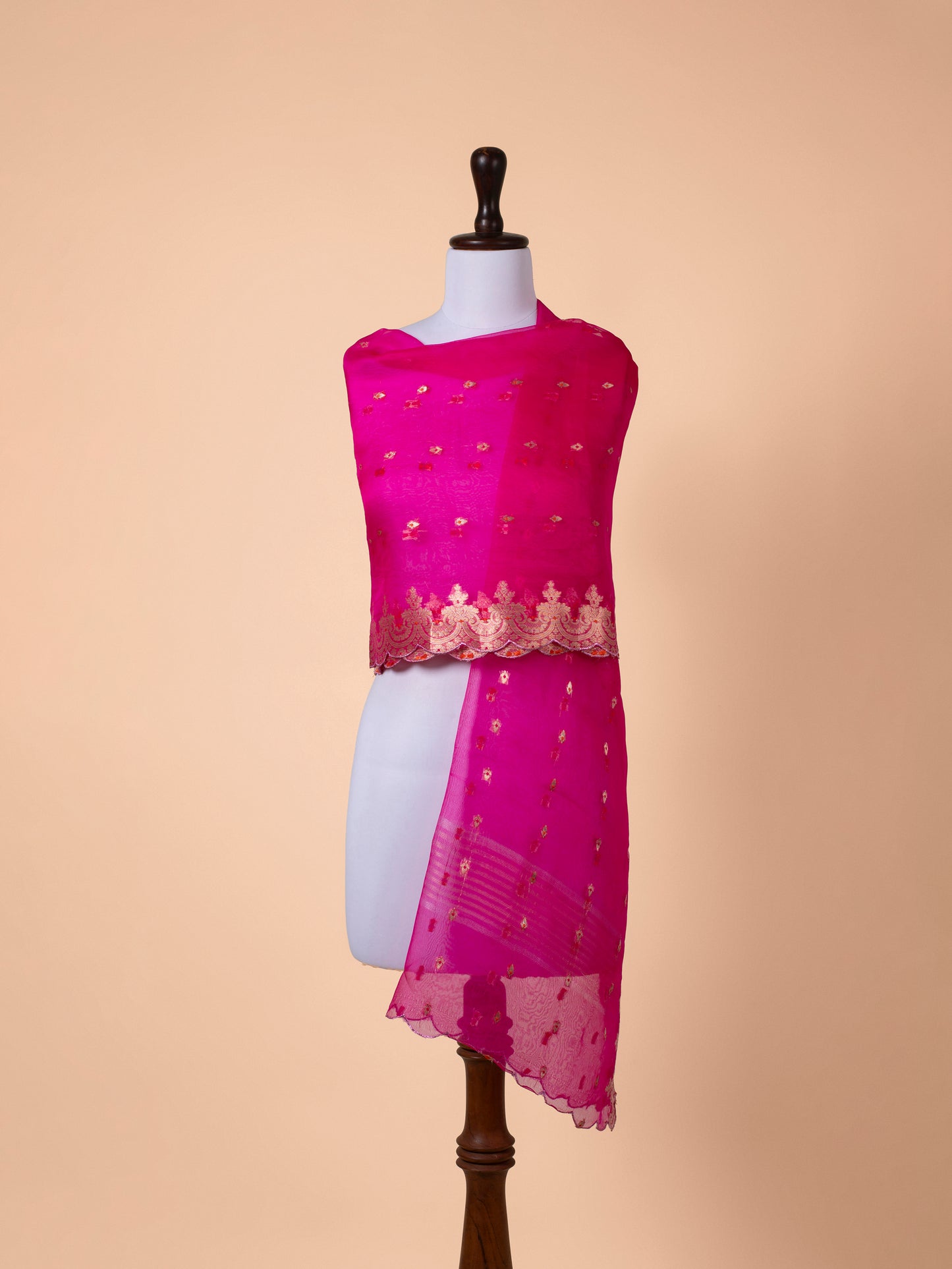 Handwoven Pink Organza Dupatta