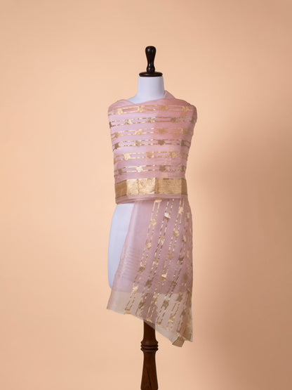 Handwoven Pink Organza Dupatta