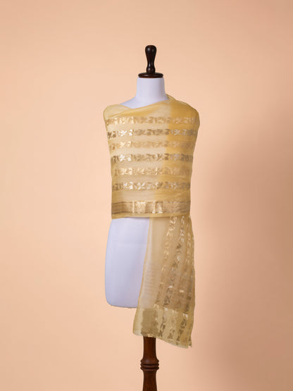 Handwoven Beige Organza Dupatta