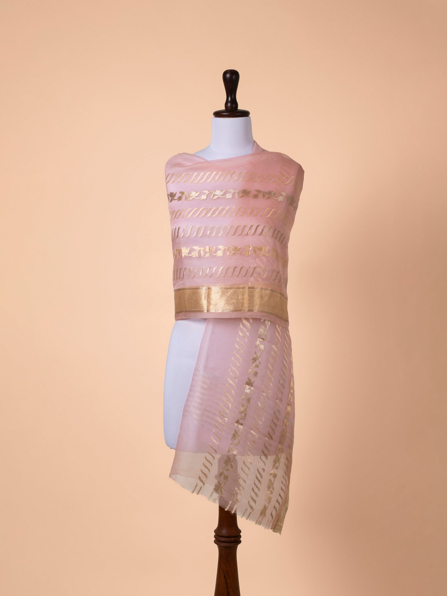 Handwoven Pink Organza Dupatta