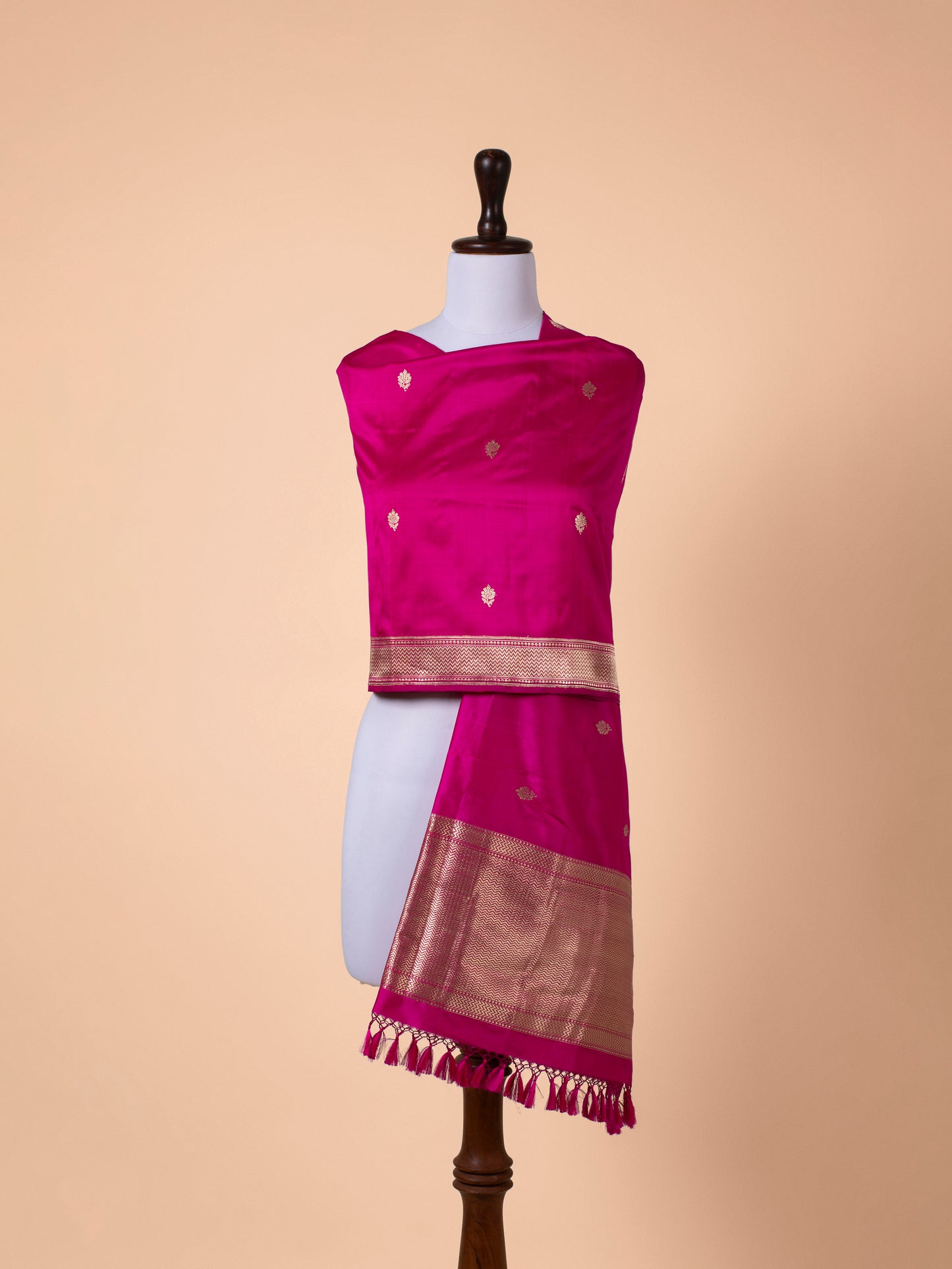 Handwoven Magenta Silk Dupatta