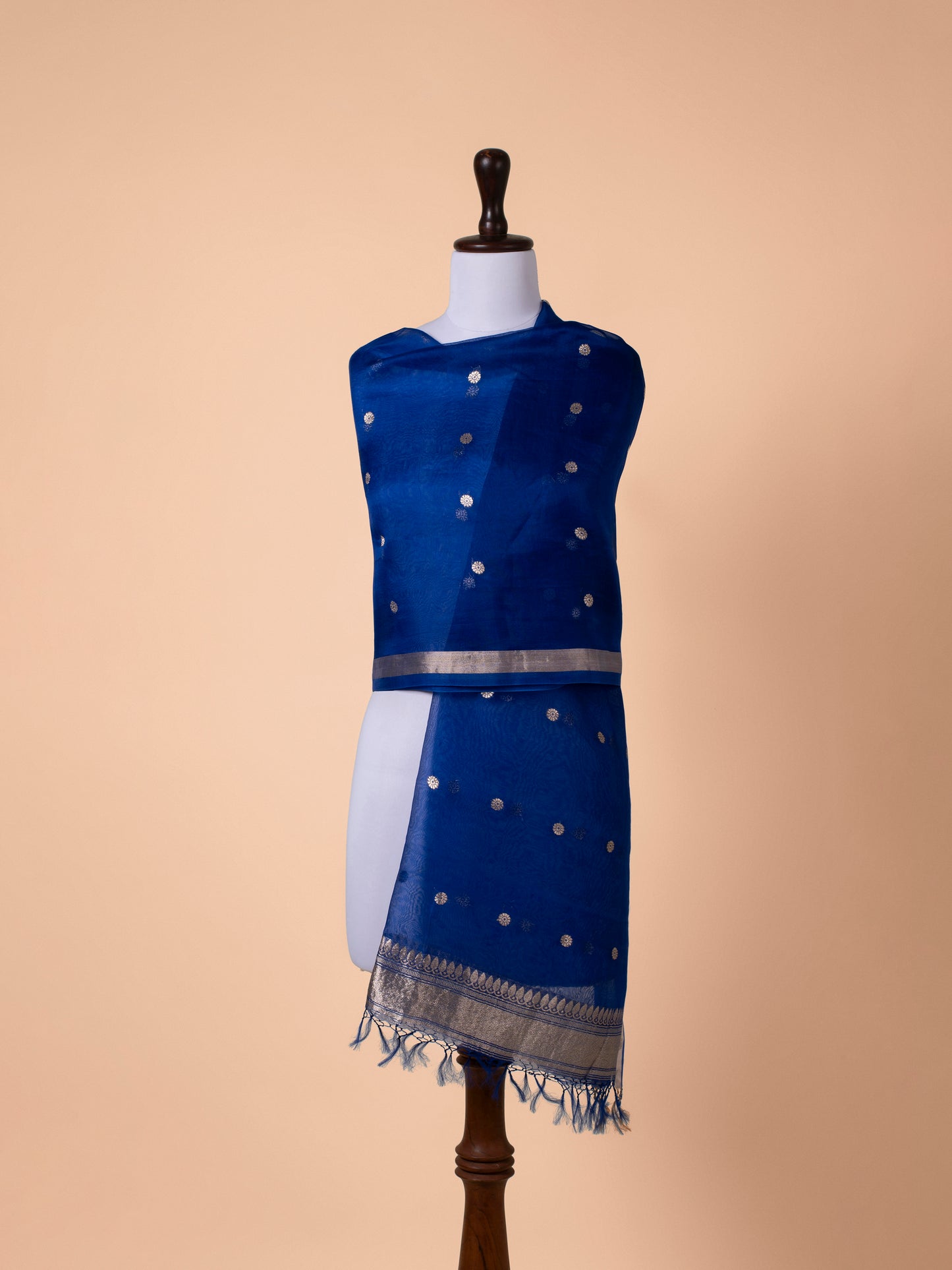 Handwoven Blue Organza Dupatta