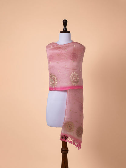 Handwoven Pink Organza Dupatta