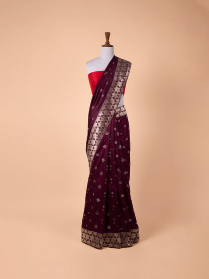 Handwoven Garnet Silk Saree