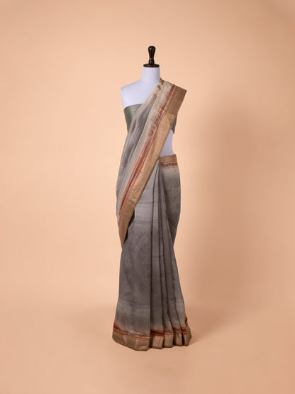 Handwoven Grey Chanderi Silk Saree